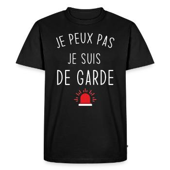 Je peux pas je suis de garde - T-shirt Premium bio Homme - noir - Devant - Nico (187cm)