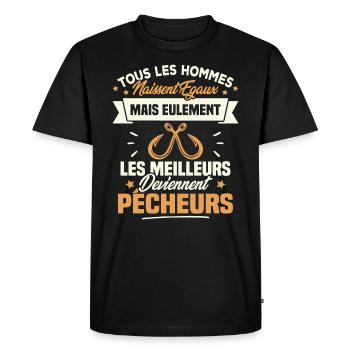 Les meilleurs hommes deviennent Pêcheurs - T-shirt Premium bio Homme - noir - Devant - Nico (187cm)