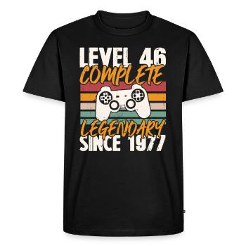 Cadeau d'anniversaire, Niveau 46 complete 1977 - T-shirt Premium bio Homme - noir - Devant - Nico (187cm)