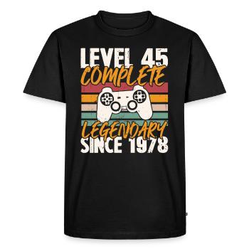 Cadeau d'anniversaire, Niveau 45 complete 1978 - T-shirt Premium bio Homme - noir - Devant - Nico (187cm)