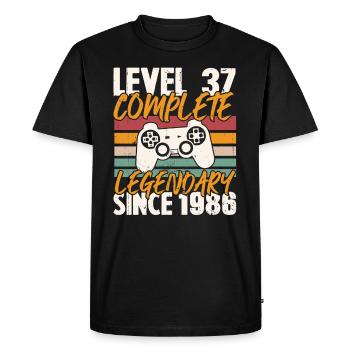 Cadeau d'anniversaire, Niveau 37 complete 1986 - T-shirt Premium bio Homme - noir - Devant - Nico (187cm)