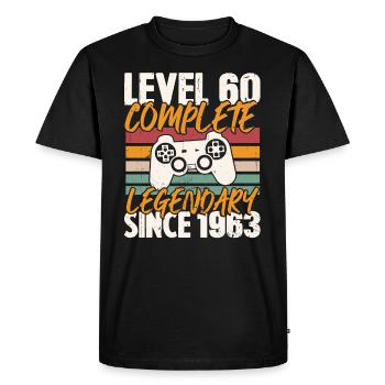 Birthday Gift, Level 60 Complete 1963 - Men's Premium Organic T-Shirt - black - Front - Nico (187cm)