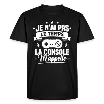 La console m'appelle - cadeau humour geek - T-shirt Premium bio Homme - noir - Devant - Nico (187cm)