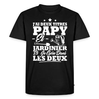 Papy et Jardinier - T-shirt Premium bio Homme - noir - Devant - Nico (187cm)