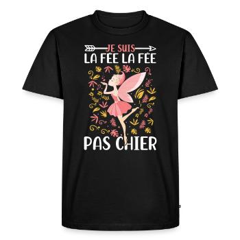 Je suis la fée la fée pas chier - T-shirt Premium bio Homme - noir - Devant - Nico (187cm)