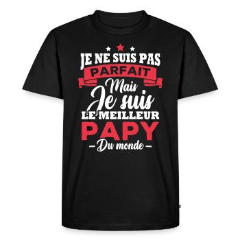 Pas parfait mais le meilleur papy du monde - T-shirt Premium bio Homme - noir - Devant - Nico (187cm)
