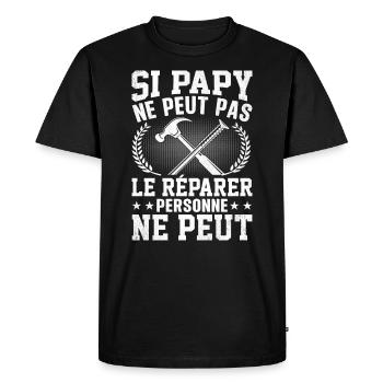 Si papy ne peut pas le réparer personne ne peut - T-shirt Premium bio Homme - noir - Devant - Nico (187cm)