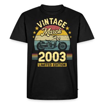 Vintage Motard Né En Mars 2003 20 Ans Anniversaire - T-shirt Premium bio Homme - noir - Devant - Nico (187cm)