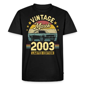 Vintage Mars 2003 20 Ans Anniversaire - T-shirt Premium bio Homme - noir - Devant - Nico (187cm)