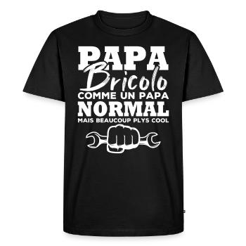 Papa bricolo comme un papa normal - T-shirt Premium bio Homme - noir - Devant - Nico (187cm)