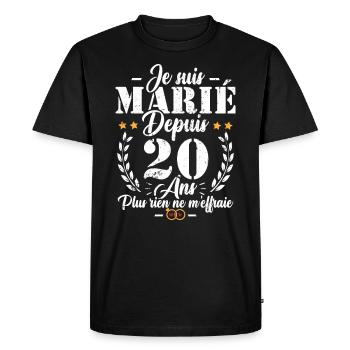 Je suis marié depuis 20 ans, Cadeau 20 mariage - T-shirt Premium bio Homme - noir - Devant - Nico (187cm)