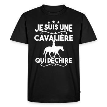 Je suis une cavalière qui déchire - T-shirt Premium bio Homme - noir - Devant - Nico (187cm)