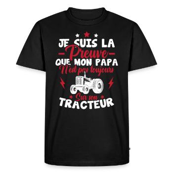 Preuve que mon papa tracteur, Papa agriculteur - T-shirt Premium bio Homme - noir - Devant - Nico (187cm)