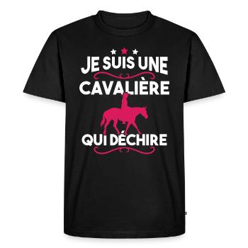Je suis une cavalière qui déchire - T-shirt Premium bio Homme - noir - Devant - Nico (187cm)