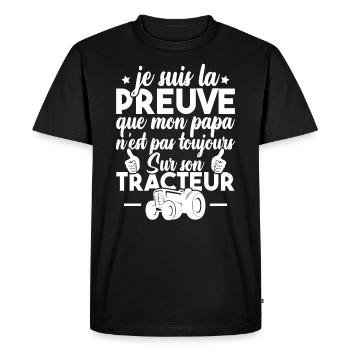 Preuve que mon papa tracteur, Papa agriculteur - T-shirt Premium bio Homme - noir - Devant - Nico (187cm)