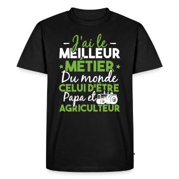 Papa et Agriculteur - Humour papa agriculteur - T-shirt Premium bio Homme - noir - Devant - Nico (187cm)
