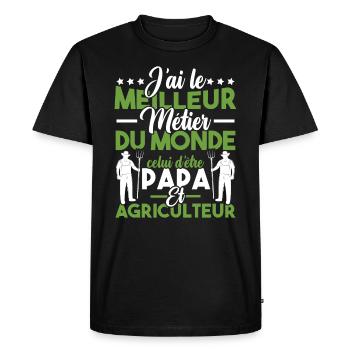 Papa et Agriculteur - Humour papa agriculteur - T-shirt Premium bio Homme - noir - Devant - Nico (187cm)