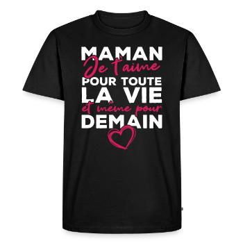 Maman je t'aime pour toute la vie - T-shirt Premium bio Homme - noir - Devant - Nico (187cm)