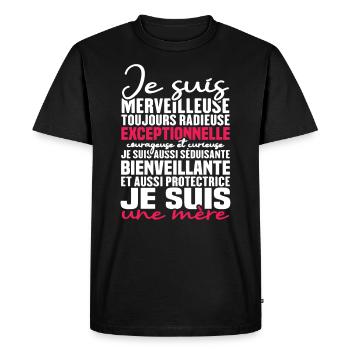 Je suis merveilleuse, je suis une mère - T-shirt Premium bio Homme - noir - Devant - Nico (187cm)