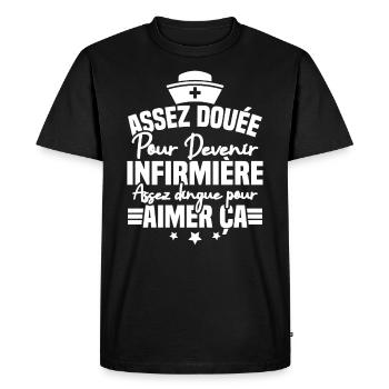 Talented enough to become a nurse - Men's Premium Organic T-Shirt - black - Front - Nico (187cm)
