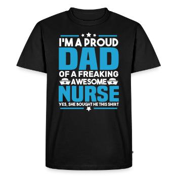 Fier d'être le père d'une infirmière géniale - T-shirt Premium bio Homme - noir - Devant - Nico (187cm)