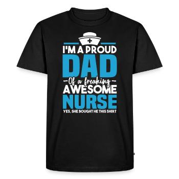 Fier d'être le père d'une infirmière géniale - T-shirt Premium bio Homme - noir - Devant - Nico (187cm)