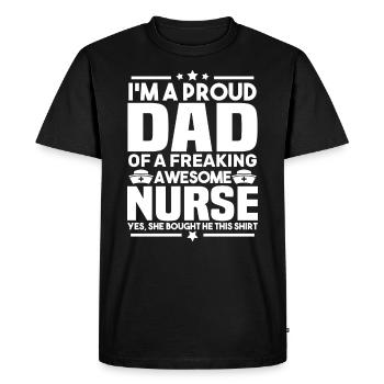 Fier d'être le père d'une infirmière géniale - T-shirt Premium bio Homme - noir - Devant - Nico (187cm)