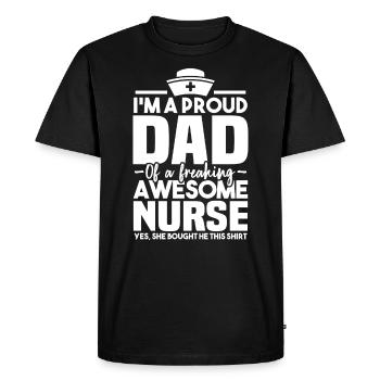 Fier d'être le père d'une infirmière géniale - T-shirt Premium bio Homme - noir - Devant - Nico (187cm)