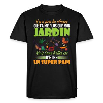 J'aime mon jardin et un super papi - T-shirt Premium bio Homme - noir - Devant - Nico (187cm)