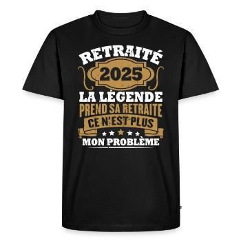 Humour Cadeau Retraité 2025, Retraité En 2025 - T-shirt Premium bio Homme - noir - Devant - Nico (187cm)