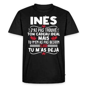 Inès j'ai pas trouvé ton cadeau idéal... - T-shirt Premium bio Homme - noir - Devant - Nico (187cm)