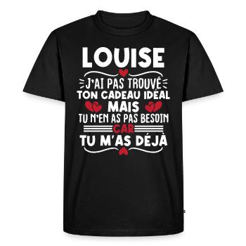 Louise j'ai pas trouvé ton cadeau idéal... - T-shirt Premium bio Homme - noir - Devant - Nico (187cm)