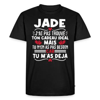 Jade j'ai pas trouvé ton cadeau idéal... - T-shirt Premium bio Homme - noir - Devant - Nico (187cm)