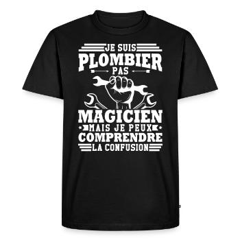 Je suis plombier - T-shirt Premium bio Homme - noir - Devant - Nico (187cm)