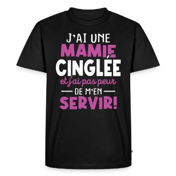 J'ai une mamie cinglée et je peux m'en servir - T-shirt Premium bio Homme - noir - Devant - Nico (187cm)