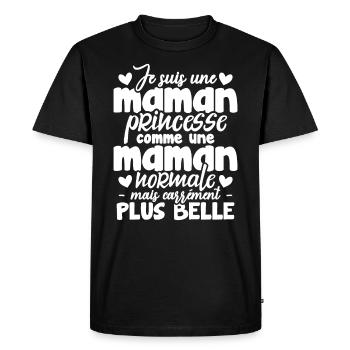 Je suis une maman princesse carrément plus belle - T-shirt Premium bio Homme - noir - Devant - Nico (187cm)