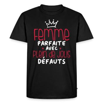 Femme parfaite avec plein de jolis défauts - T-shirt Premium bio Homme - noir - Devant - Nico (187cm)