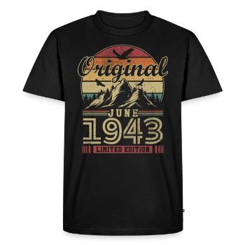 Original June 1943 Vintage Anniversary 1943 - Men's Premium Organic T-Shirt - black - Front - Nico (187cm)
