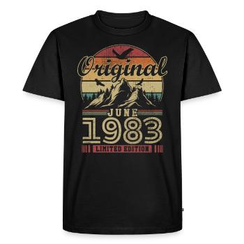 Original Juin 1983 Vintage Anniversaire 1983 - T-shirt Premium bio Homme - noir - Devant - Nico (187cm)