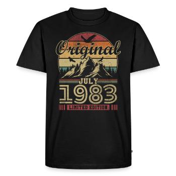 Original Juillet 1983 Vintage Anniversaire 1983 - T-shirt Premium bio Homme - noir - Devant - Nico (187cm)