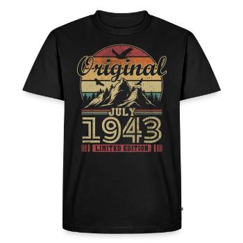 Original July 1943 Vintage Anniversary 1943 - Men's Premium Organic T-Shirt - black - Front - Nico (187cm)