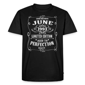Les légendes sont nées en juin 1993 - T-shirt Premium bio Homme - noir - Devant - Nico (187cm)