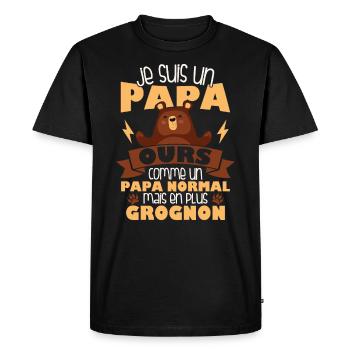 Je suis un papa ours comme un papa normal cadeau - T-shirt Premium bio Homme - noir - Devant - Nico (187cm)