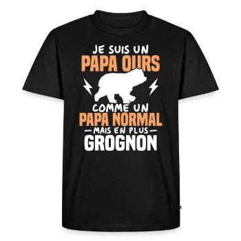 Je suis un papa ours comme un papa normal cadeau - T-shirt Premium bio Homme - noir - Devant - Nico (187cm)