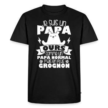 Je suis un papa ours comme un papa normal cadeau - T-shirt Premium bio Homme - noir - Devant - Nico (187cm)