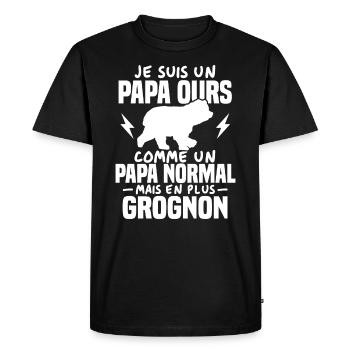 Je suis un papa ours comme un papa normal cadeau - T-shirt Premium bio Homme - noir - Devant - Nico (187cm)