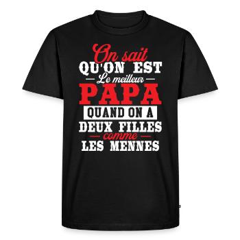 Qu'on est le meilleur papa quand on a deux filles - T-shirt Premium bio Homme - noir - Devant - Nico (187cm)