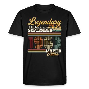 Legendary since September 1963 Vintage Gift - Men's Premium Organic T-Shirt - black - Front - Nico (187cm)