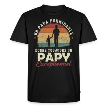 Papa formidable, papy exceptionnel - T-shirt Premium bio Homme - noir - Devant - Nico (187cm)