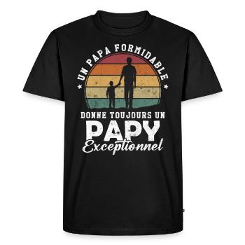 Papa formidable, papy exceptionnel - T-shirt Premium bio Homme - noir - Devant - Nico (187cm)